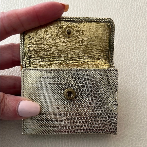 Vintage Judith Leiber Compact Metallic Snakeskin Wallet - Picture 3 of 6